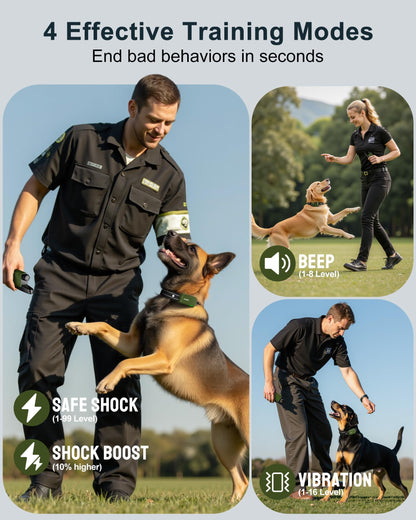 Dog Shock Collar - 4500FT Dog Training Collar with Remote, IPX8 Waterproof Electric Dog Collar with 4 Training Modes, Security Lock, Rechargeable eCollar for 10-120lbs Small Medium Large Dogs
