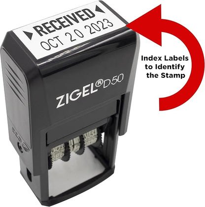 ZIGEL D50 Date Stamp with Posted - Self Inking Date Stamp - Black