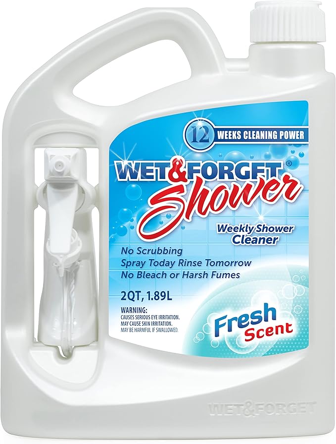 Wet & Forget Shower Cleaner Spray Multi-Surface Weekly Application Requires No Scrubbing, Bleach-Free Formula, Ready to Use, Fresh Scent, 3 Months of Cleaning, 64 Fluid Ounces, 1 Pack