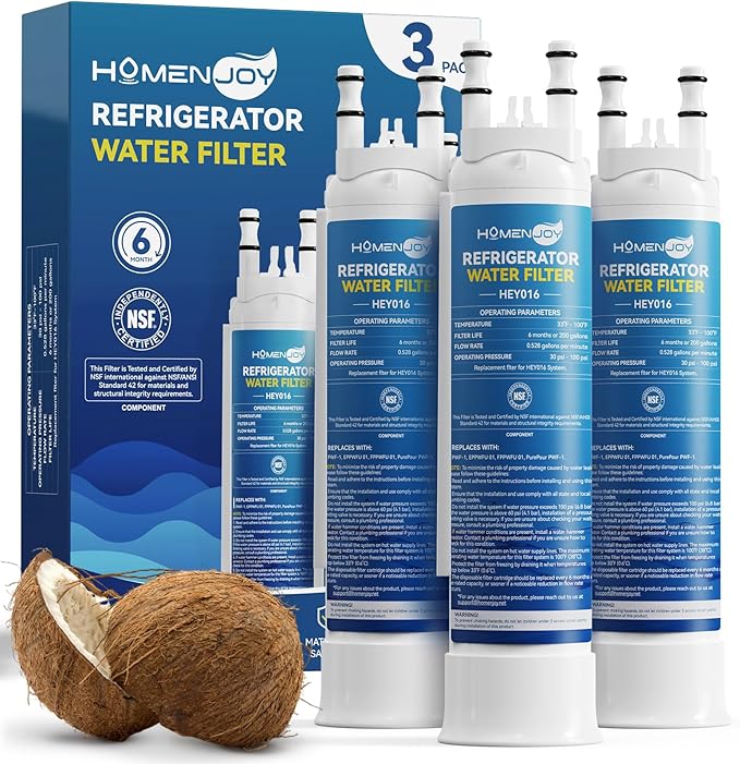 FPPWFU01 Water Filter Replacement For Frigidaire PurePour FPPWFU01 PWF-1, Electrolux EPPWFU01 Water Filter with 2nd Generation Filter Core, 3 Pack