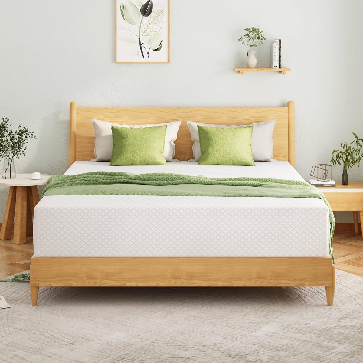 King Size Memory Foam Mattress, 12 Inch Bed Mattress in a Box with Cooling Green Tea Gel, Relieve Pressure with Medium Firm Support, CertiPUR-US Certified, 80''L x 76''W, White