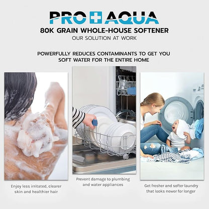 PRO+AQUA Heavy Duty Whole House Water Softener System – 80,000 Grain Capacity, Premium Long-Lasting Resin, 1" Ports