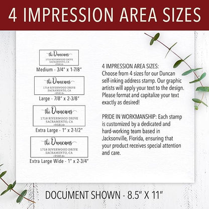 The Duncans Personalized Self-Inking Address Stamp | Envelope Return Address Stamp for Couples and Families | Custom Rubber Address Stamp (Large)