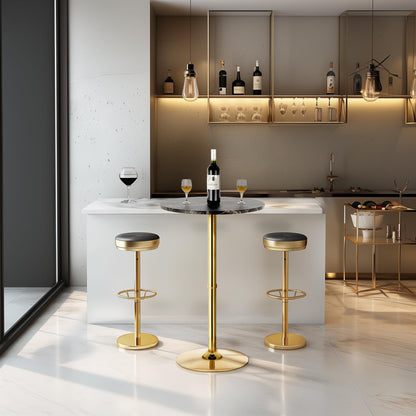 24" Round Cocktail Bar Table with Metal Base, Tall Bistro Pub Table, Counter Bar Height Table for Kitchen, Dining Room, Living Room, Easy Assembly, Black&Gold