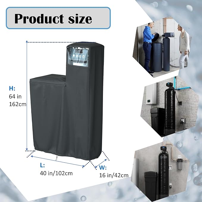 Santiano Water Softener Cover - All-Season Use,900D waterproof Oxford，Shield Your Outdoor Water Softener!Transparent Window Design,Dustproof, Waterproof, Sun Protection,(64x40x16 Inches, Black) .