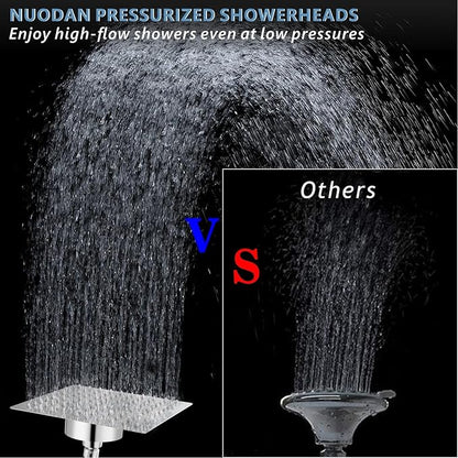 High Pressure Rain Shower Head with Filtered - 10" All Metal Square Showerhead Filter for Remove Chlorine and Harmful Substances, Chrome