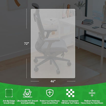 100pointONE Office Chair Mat for Hardwood Floors, Easy Glide Office Mats for Rolling Chairs, Clear Rolling Chair Mat for Hardwood 46" x 72"