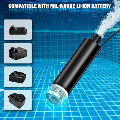 M18 Battery Water Pump, Cordless Submersible Utility Pump, High Flow Water Transfer Pump for Milwauke M-18 Battery, Ideal for Pool, Hot Tub, Tank Draining, Outdoor Camping & Household Water Removal