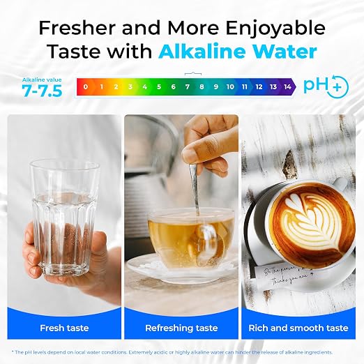 Waterdrop TSB-ALK 8 Layer Slightly Alkaline Under Sink Water Filter System | Reduces PFAS, PFOA/PFOS, Fluoride, Chlorine, Bad Taste & Odor, with Dedicated Faucet, Under Sink Water Filtration System