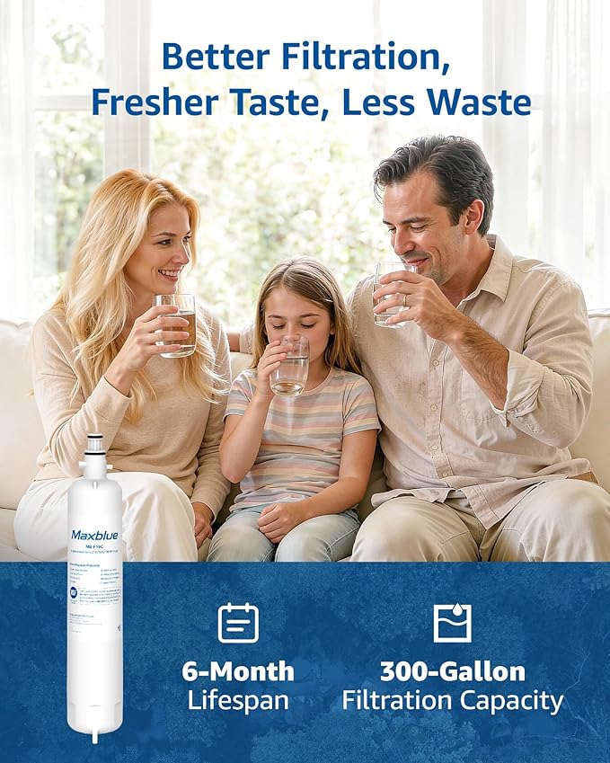 Maxblue MB-F19C Replacement for GE® RPWFE®, RPWF (with CHIP) Refrigerator Water Filter, Compatible with WSG-4, WF277, GFE28GMKES, PFE28KBLTS, GFD28GSLSS, PWE23KSKSS, GYE22HMKES, DFE28JSKSS, 6 Filters