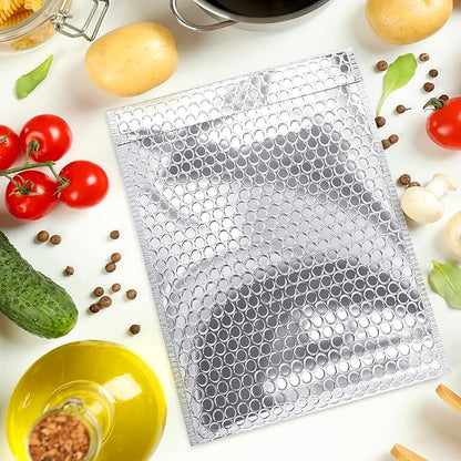 Amiff Silver Thermal Bubble Mailer, 6.5 x 10.5 Inches. 25 Pack Metallic Bubble Mailers. Self-Seal Insulated Mailers for Cold Shipping. Padded Envelopes Waterproof. Thermal Bag for Food, Cosmetics