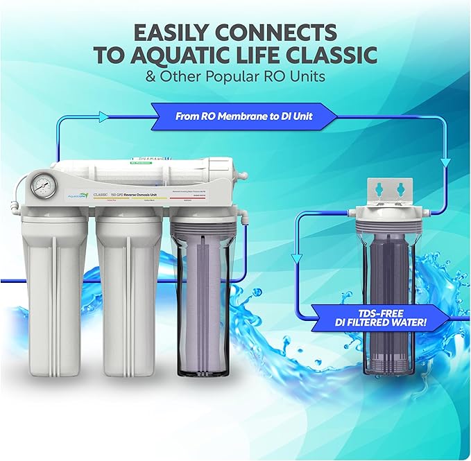 Aquatic Life Color Changing Deionization DI Resin for Hydroponic Reverse Osmosis Water Filter System RO Filtration Unit, Single Canister
