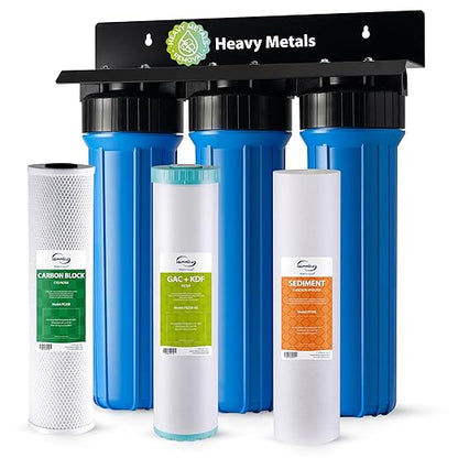 iSpring WGB32B-KS Whole House Water Filter System, 3-Stage Filtration, Reduces Heavy Metals, Hydrogen Sulfide, Chlorine, Chloramine, Sediments