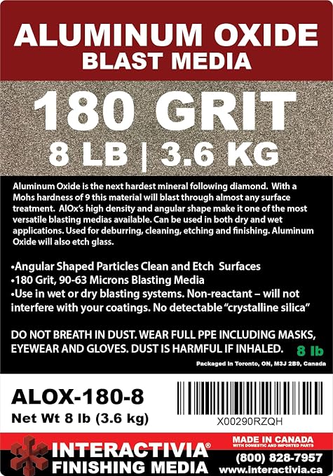 #180 Aluminum Oxide - 8 LBS - Fine Sand Blasting Abrasive Media for Blasting Cabinet and Blasting Guns.