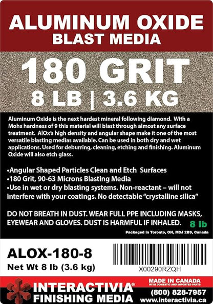 #180 Aluminum Oxide - 8 LBS - Fine Sand Blasting Abrasive Media for Blasting Cabinet and Blasting Guns.