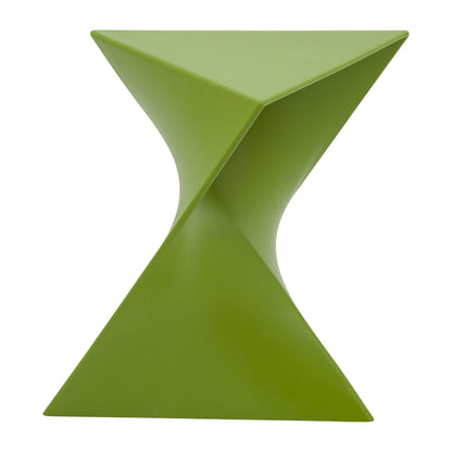 15.75" Triangular Side Table, Stackable Plastic Accent End Table for Indoor & Outdoor Use, Weather-Resistant Modern Patio & Living Room Table, Set of 4, Green