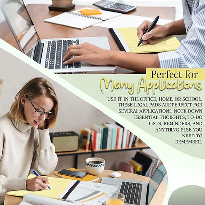 Emraw Jr. Legal pad, Small Note Pads Legal Ruled Writing Pad. Perforated Edge. 5" X 8" Canary Yellow, Universal, 50 sheets per Pad (Pack of 12)