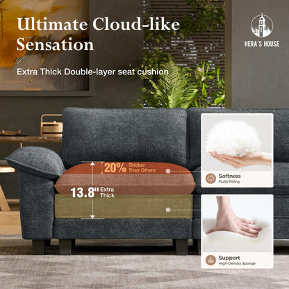 158" Modular Sectional Sofa, Oversized U Shaped Couches for Living Room, Comfy Cloud Couch with Ottoman, 6-Seater Deep Seat Sofa with Throw Pillow, Chenille Blue