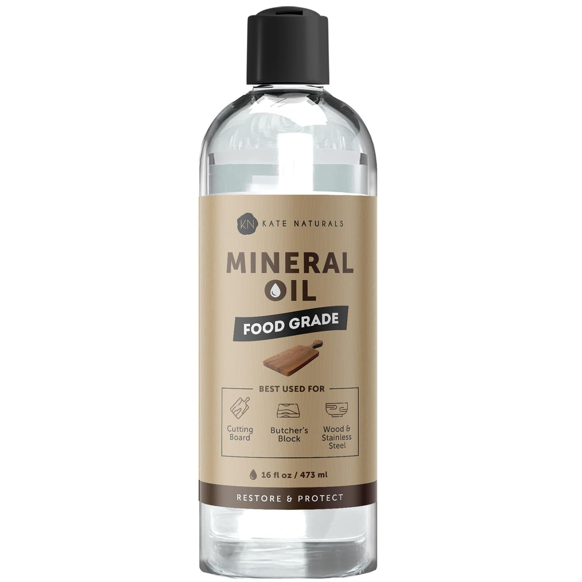 Mineral Oil for Wood Cutting Board, Butcher Block, and Knife. Food Grade Mineral Oil for Wooden Cutting Board & Utensils (16Oz, Food Safe)