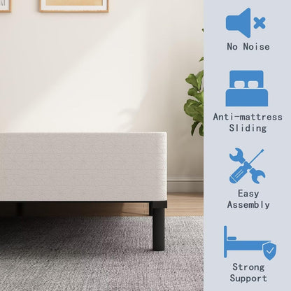 5 Inch Heavy Duty Metal Box Spring Mattress Foundation 3000Lbs Max Weight Capacity/Non-Slip/No Noise/Easy Assembly/Easy Clean Cover,King