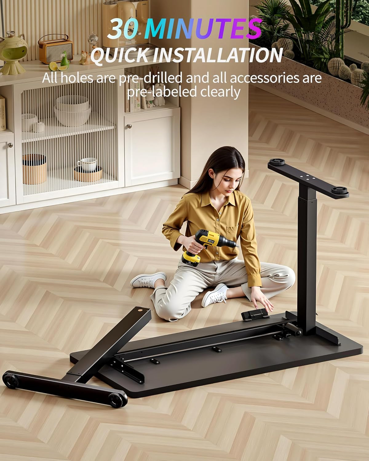 Electric Standing Desk with 3 Memory Presets and Quiet Motor, Black