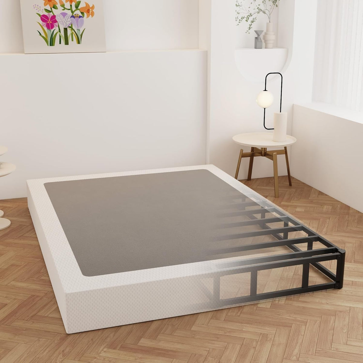 9 Inch Box Spring for Queen Bed, Heavy Duty Metal Box Spring Bed Base with Fabric Cover, Mattress Foundation, Easy Assembly, Noise Free, Black
