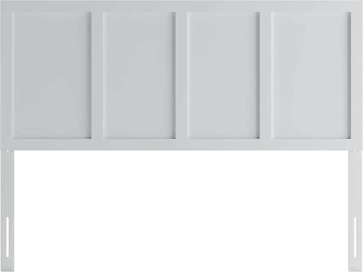 Omar Queen Size Wooden Headboard Only, Four Panel Headboard in White