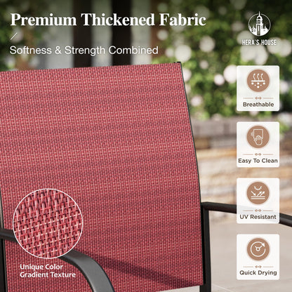Patio Dining Set 9 Pieces, Outdoor Table and Chairs Set for 8, 8 x Red Textilene Dining Chair, 60" Square Metal Dining Table with 1.57" Umbrella Hole, for Lawn Garden Backyard Deck