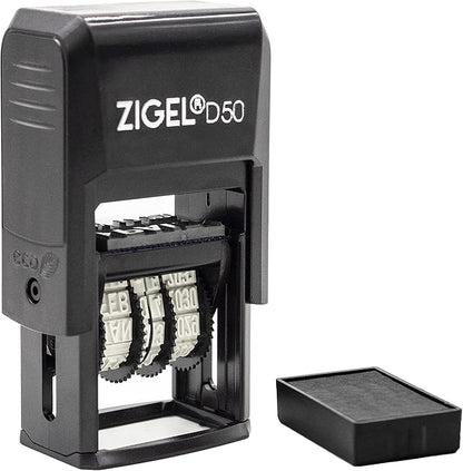 ZIGEL D50 Date Stamp with Posted - Self Inking Date Stamp - Black