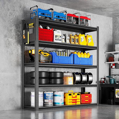 PLMFJQK 5 Sets Storage Shelves with Pegboard,72“*48" Wide 24”Heavy Duty Garage Shelving Units and Storage,Metal Shelving Adjustable Shelves,Garage Storage Rack,Industrial Utility Organization