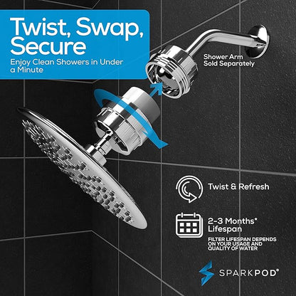 SparkPod Luxury Filtered Shower Head Set 23 Stage Shower Filter - Reduces Chlorine and Heavy Metals - High Pressure Showerhead Filter (9.5" Round, Luxury Polished Chrome)