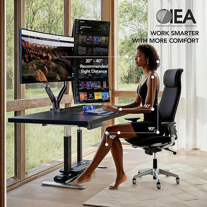 HUANUO NITROGLIDE™ Dual Monitor Stand for 13″–40″, Premium Dual Monitor Mount with USB, Height Adjustable Monitor Stand for 2 Monitors, VESA Mount with Clamp/Grommet Base, Holds 26.4lbs per Arm, HNDS7