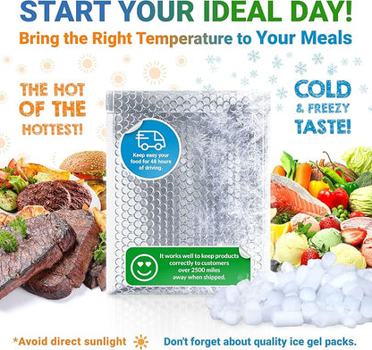 Amiff Silver Thermal Bubble Mailer, 10 x 10.5 Inches. 100 Pack Metallic Bubble Mailers. Self-Seal Insulated Mailers for Cold Shipping. Padded Envelopes Waterproof. Thermal Bag for Food, Cosmetics
