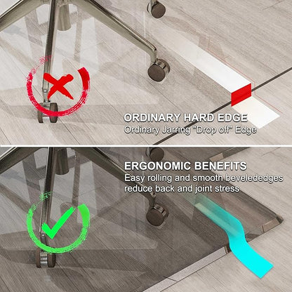 MESAILUP Beveled Edge Irregular Office Chair Mat with Lip for Carpet or Hardwood Floor Crystal Grey 48" x 60" for a Smooth Glide and Easy Roll On/Off, Heavy Duty and Non-Slip Floor Chair Mat with Lip