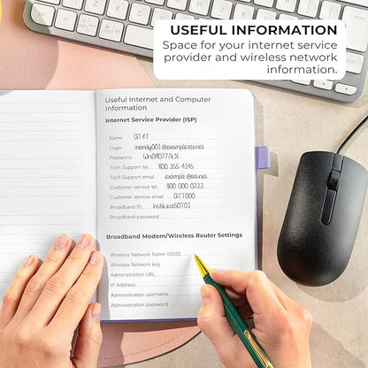 Clever Fox Password Book with alphabetical tabs. Internet Address Organizer Logbook. Medium Password Keeper for Website Logins (Lavender)