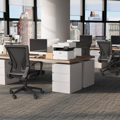 Office Chair Ergonomic Computer Desk Mesh Chair Mid Back Swivel Lumbar Support with Armrest (1, Black)
