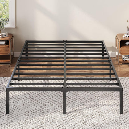 Full Size Bed Frame, 12 Inch Metal Beds with Storage Space, Black
