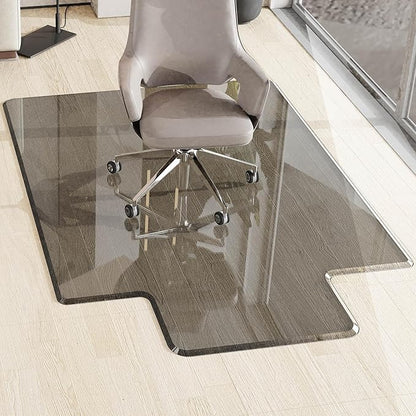 MESAILUP Beveled Edge Irregular Office Chair Mat with Lip for Carpet or Hardwood Floor Crystal Grey 48" x 60" for a Smooth Glide and Easy Roll On/Off, Heavy Duty and Non-Slip Floor Chair Mat with Lip