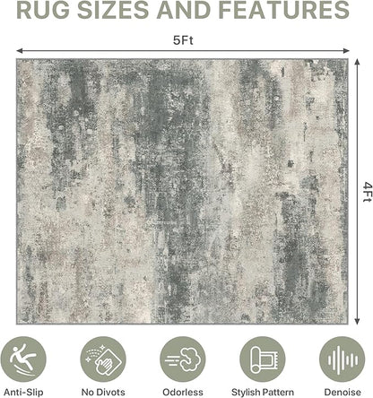 Office Chair Mat for Hardwood Tile Floor, Abstract 48"X 60" Desk Mats for Office Chair on Rolling Chairs Carpet, Desk Anti-Slip 1/5" Thick Rug for Computer Chair, Thin Low-Pile Floor Mat, Green Beige