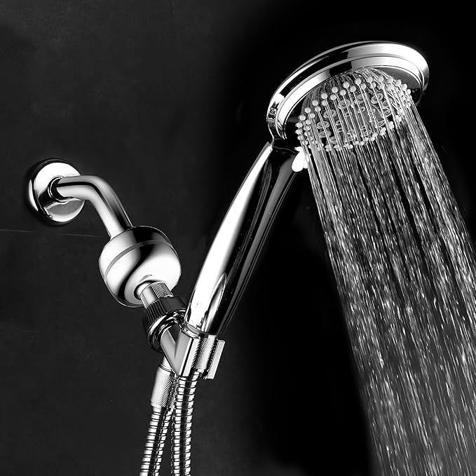 Advanced High Intensity Super Compact Universal Shower Filter with Replaceable Enriched KDF Shower Filter Cartridge by Hotel Spa AquaCare. Use with Any Shower Head, Handshower Or 3-Way Shower Combo