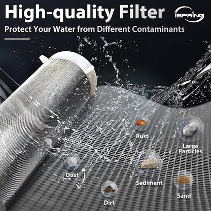iSpring WGB21B 2-Stage Whole House Water Filtration System & WSP-100 Reusable Whole House Spin Down Sediment Water Filter, 100 Micron Flushable Prefilter Filtration