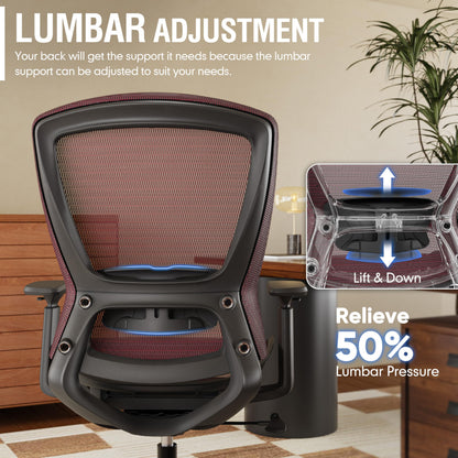 Office Chair,Ergonomic Computer Desk Chair,Sturdy Task Chair- Adjustable Lumbar Support & Armrests,Tilt Function,Comfort Wide Seat,Swivel Home Office Chair