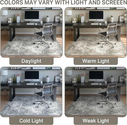 Office Chair Mat for Hardwood Tile Floor, Abstract 48"X 60" Desk Mats for Office Chair on Rolling Chairs Carpet, Desk Anti-Slip 1/5" Thick Rug for Computer Chair, Thin Low-Pile Floor Mat, Slate
