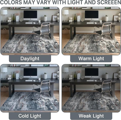 Office Chair Mat for Hardwood Tile Floor, Abstract 48"X 72" Desk Mats for Office Chair on Rolling Chairs Carpet, Desk Anti-Slip 1/5" Thick Rug for Computer Chair, Thin Low-Pile Floor Mat, Dark Gray