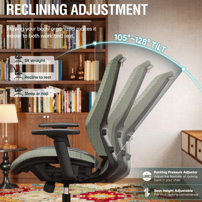 Mesh Office Chair,Ergonomic Computer Desk Chair,Sturdy Task Chair- Adjustable Lumbar Support & Armrests,Tilt Function,Comfort Wide Seat,Swivel Home Office Chair