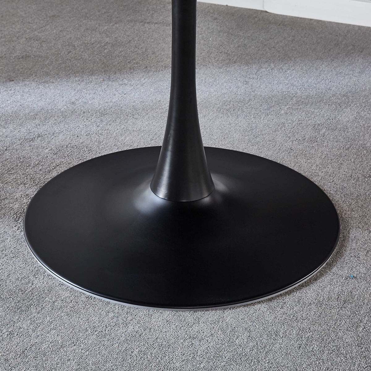 42" Tulip Table for 4-6 Persons Modern Round Dining Room Table, Mid-Century Modern Black Small Kitchen Table with MDF Wooden Top, Leisure Coffee Table for Living Room, Dining Room, Office