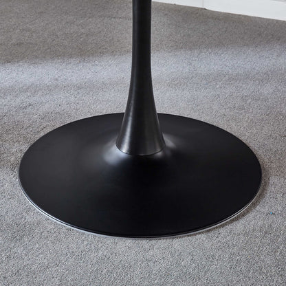 42" Tulip Table for 4-6 Persons Modern Round Dining Room Table, Mid-Century Modern Black Small Kitchen Table with MDF Wooden Top, Leisure Coffee Table for Living Room, Dining Room, Office