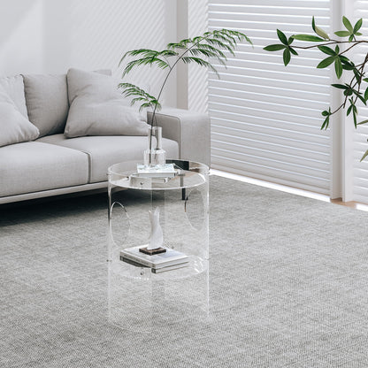 Clear Acrylic End Table, 2-Tier Tray Nightstand with Sturdy Design, Easy Assembly, Compact Size for Small Spaces, Modern Transparent Furniture for Bedroom or Living Room