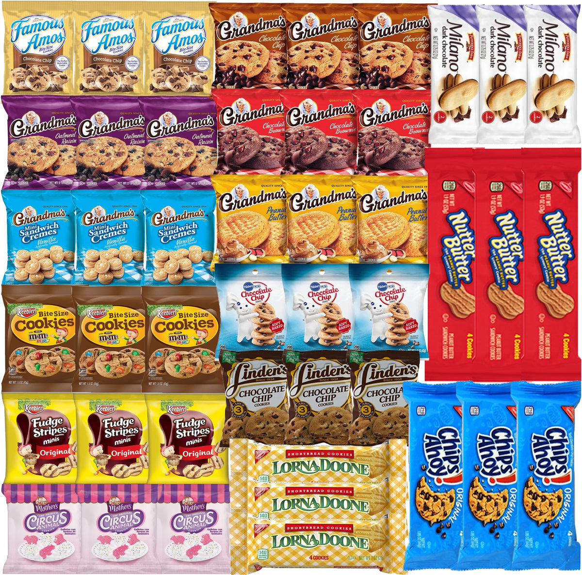 Cookies Individually Wrapped Variety Pack - Cookies Bulk Assortment Care Package Sampler Gift Box (45 Count)