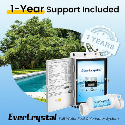 Smart Salt Water Pool Chlorinator System for In-Ground Pools Up to 25,000 Gallons, Digital Salt Display, Salt Chlorine Generator with Self-Cleaning, 1 Year Warranty, White